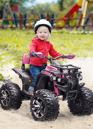 12V 4 Wheeler Kids ATV with Music, Headlights for 37-60 Months Boys and Girls, Pink
