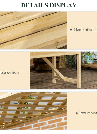 Patio Garden Bench, Wooden Bench, Outdoor Bench for Vines/Climbing Plants, Natural