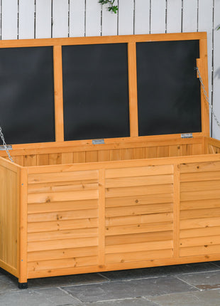 75 Gallon Wooden Deck Box, Outdoor Storage Container with Aerating Gap & Weather-Fighting Finish, Yellow