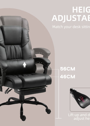 Massage Office Chair with 6 Vibrating Points, High Back Reclining Office Chair with Footrest and Remote, Black