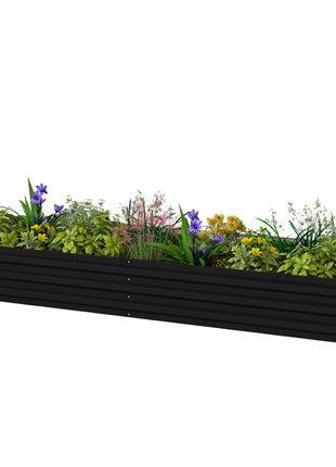 95" x 36" x 12" Galvanized Raised Garden Bed, Easy DIY and Cleaning for Growing Flowers, Herbs, Succulents, Black