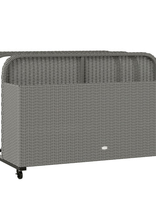 PE Rattan Pool Float Storage Organizer with Wheels, Mixed Gray