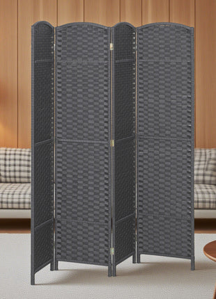Folding Room Divider Screen 4 Panel 5.6 ' Tall Privacy Screen Freestanding Room Partition for Home Office, Charcoal Gray
