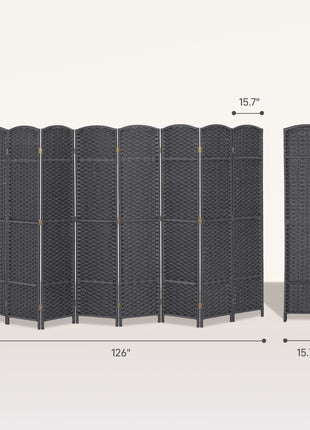 Folding Room Divider Screen 8 Panel 5.6' Tall Privacy Screen Freestanding Room Partition for Home Office, Charcoal Gray