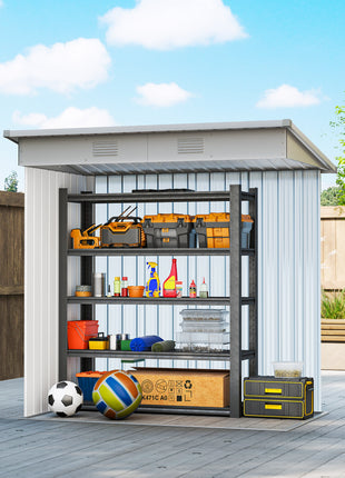 6' x 4' Metal Garden Shed, Backyard Tool Storage Shed with Dual Locking Doors, 2 Air Vents and Steel Frame, Gray
