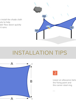 16' x 20' Sun Shade Sail Canopy Outdoor Shade Sail Cloth for Patio Deck Yard with D-Rings and Rope Included, Blue