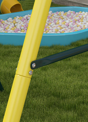 Metal Swing Set for Backyard 5 in 1 Design Holds up to 440 lbs. for Ages 3-8, Yellow