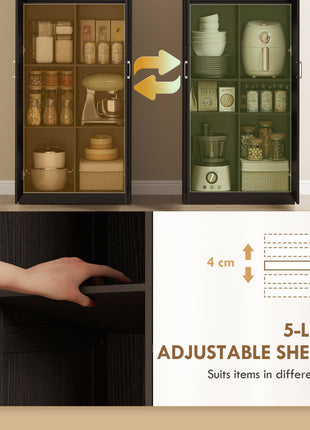 Farmhouse Pantry Cabinet, 71" Tall Kitchen Pantry Storage Cabinet with Soft-Close Hinges, Adjustable Shelves, Espresso