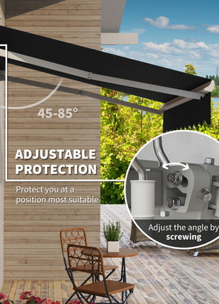 8' x 6.6' Patio Retractable Awning, Manual Exterior Sun Shade Deck Window Cover, Black