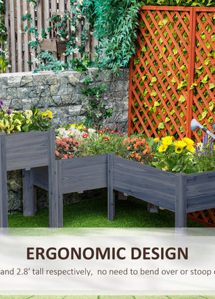 Raised Garden Bed Set of 3, Elevated Wood Planter Box with Legs and Bed Liner for Backyard and Patio to Grow Vegetables, Herbs, Gray