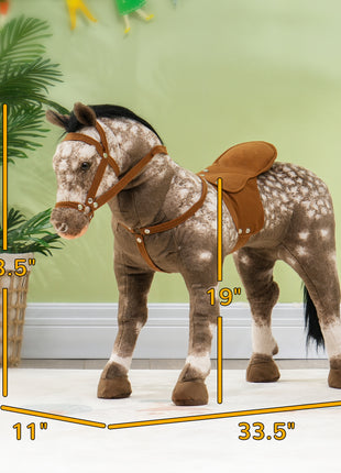 Kids Ride on Horse with Neighing Sound, Saddle for Ages 3-8
