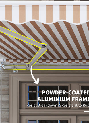 12' x 8' Retractable Awning Patio Awnings Sun Shade Shelter with Manual Crank Handle, 280g/m² UV & Water-Resistant Fabric and Aluminum Frame for Deck, Balcony, Yard, Beige