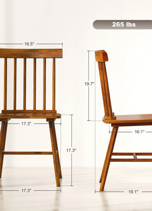 Dining Chairs Set of 4, Farmhouse Wood Kitchen Chairs with Rubber Wood Frame, Spindle Back for Dining Room, Light Brown