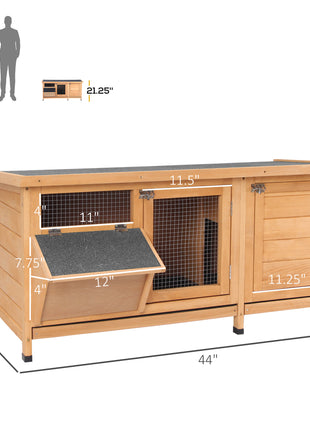 Large Bunny Hutch, Rabbit Cage with 2 Outside Areas and 1 Main House for Small Animals, Yellow