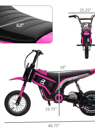 24V 350W Electric Dirt Bike Up to 15 MPH w/ Twist Grip Throttle, Pink