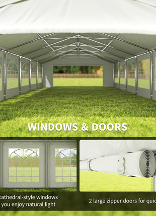 20 x 40 ft Heavy Duty Party Tent Outdoor Gazebo Wedding Tent Event Shelter Carport BBQ with Removable Sidewalls & Windows, Outside Waterproof Canopy for Parties, White