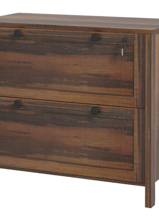 Lateral File Cabinet, 2 Drawer Filing Cabinet with Adjustable Hanging Bar for Letter, A4 and Legal Size, Brown