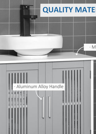 Under Sink Pedestal Storage Bathroom Cabinet, Gray White