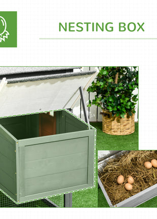 118" Extra Large Chicken Coop with Asphalt Roof, Wooden Hen Run with Slide-Out Tray and Nesting Box, Chicken Hutch for 3-6 Chickens, Gray
