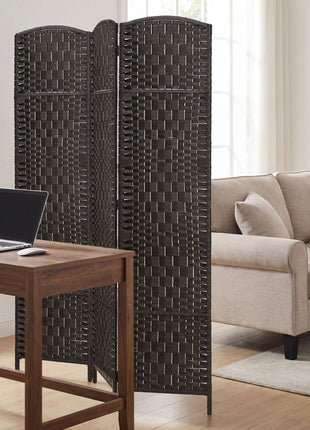 Room Divider, 3 Panel Folding Privacy Screen, 70.9" Tall Portable Weave Partition Wall Divider for Bedroom, Coffee