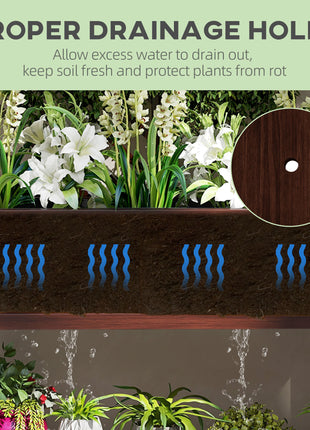 Elevated Wood Planter with Trellis for Climbing Plants, Raised Garden Bed with Legs and Drainage Holes, Carbonized