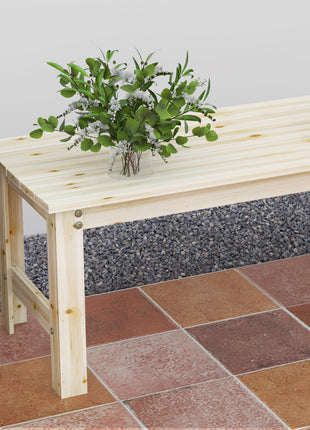 2-Seat Wood Garden Bench, Patio Bench Outdoor Bench with Slatted Seat, Backless Front Porch Bench for Park, Garden, Poolside, Deck, Nature Wood