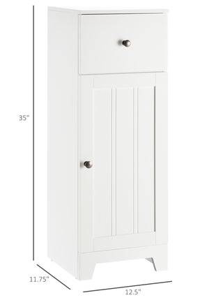 Short Bathroom Storage Cabinet, Cabinet Organizer with 1 Drawer and Adjustable Shelf for Living Room, White