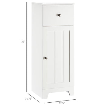 Short Bathroom Storage Cabinet, Cabinet Organizer with 1 Drawer and Adjustable Shelf for Living Room, White