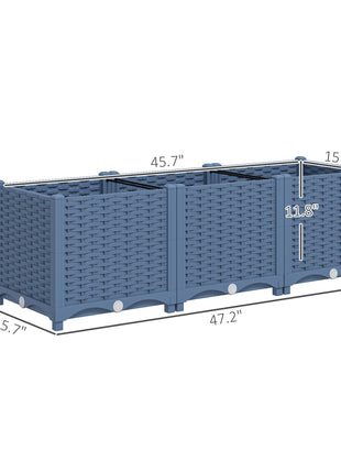 Plastic Raised Garden Bed, 4 x 1 x 1 ft Outdoor Flower Box with Drainage Holes for Vegetables, Herbs, Blue