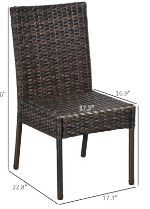 4 PE Rattan Outdoor Dining Chairs with Cushions, Patio Wicker Dining Chairs with Backrest, Brown