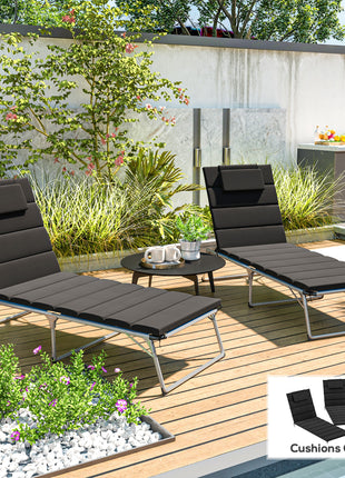 Foldable Chaise Lounge Cushion Set of 2, Outdoor Lounge Chair Cushion Set, UPF50+ 230gsm Olefin, 80" x 26" Black