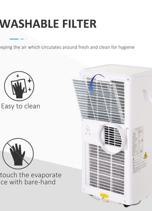 8000BTU Mobile Portable Air Conditioner with Cooling, Dehumidifier, and Ventilating with Remote Control, 2 Speed Fans, 24-Hour Timer for Bedroom, Living Room, Home Office, White