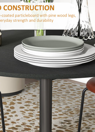 Folding Dining Table, Round Drop Leaf Kitchen Table for Small Spaces with Wood Legs, Black