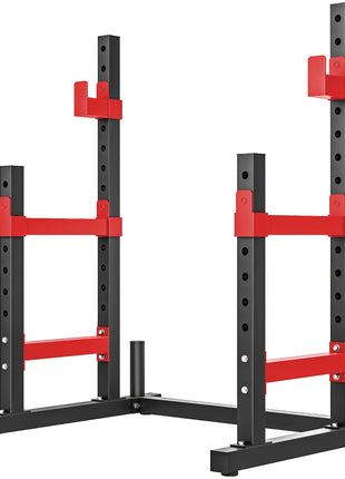 Adjustable Squat Rack, 660lbs Multi-Functional Bench Press Rack for Weight Lifting Home Gym Strength Training, Red