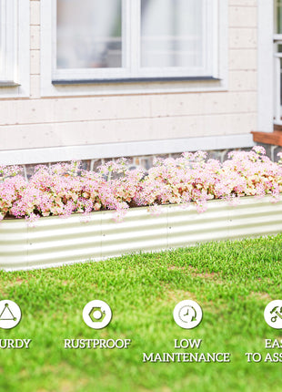 7.9' x 2' x 1' Galvanized Raised Garden Bed Kit, Metal Planter Box with Safety Edging, Cream