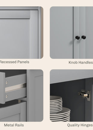 Modern Sideboard, Buffet Cabinet with Storage Drawers, Adjustable Shelves for Living Room, Dining Room, Entryway, Gray