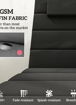 Foldable Chaise Lounge Cushion Set of 2, Outdoor Lounge Chair Cushion Set, UPF50+ 230gsm Olefin, 80" x 26" Black