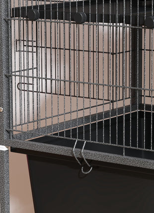 59" 5-Level Small Animal Cage, Rolling Ferret Cage with 6.3" Deep Tray, Non-Slip Cloth Covered Ramps, Hammock, Dark Gray