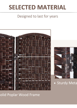 Room Divider 3 Panel, 6FT Tall Folding Privacy Screen, Freestanding Hand-Woven Partition for Room Separation with 360° Hinges, Paper Rope Diamond Weave, Brown