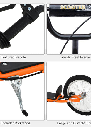 Youth Scooter Kick Scooter for Kids 5+ with Adjustable Handlebar Front and Rear Dual Brakes, Orange