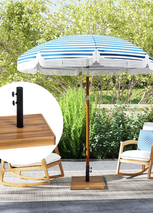 Patio Umbrella Base, 42 lbs. Concrete Heavy Duty Umbrella Base for 1.25/1.5" Poles, Teak
