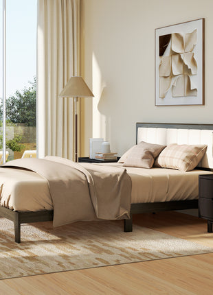 Queen Size Bed Frame with Headboard, Platform Bed Frame with Wooden Slats No Box Spring Needed Charcoal Gray