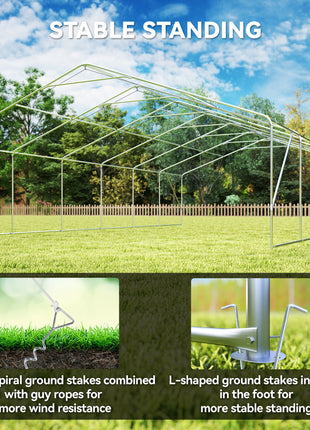 23' x 39' Large Outdoor Carport Canopy Party Tent with Removable Protective Sidewalls & Windows, White