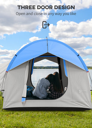 2000mm Waterproof SUV Tent, Car Tent with 3 Doors and Mesh Window, for 5-6 Person Camping Travel, Gray and Blue