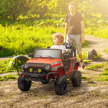 12V Battery Powered Ride on Car, Ride on Truck w/ Remote, 4 Suspension Wheels, Music Horn Lights, Red