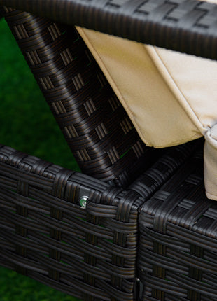 Wicker Chaise Lounge, 4 Position Adjustable Backrest and Cushions Outdoor Lounge Chair PE Rattan Sun Lounger for Poolside, Balcony or Garden, Beige