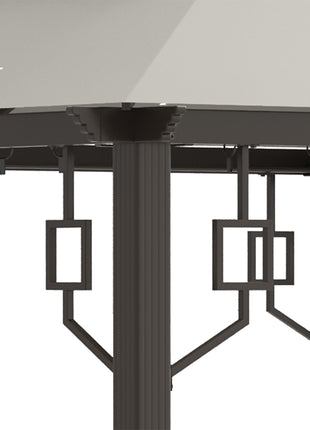 10' x 10' Patio Gazebo, Double Roof Outdoor Gazebo with Privacy Curtains, Mesh Netting, Aluminum Frame Outdoor Canopy Shelter, Cream White
