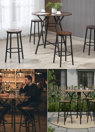 5-Piece Bar Table and Chairs Set, Space Saving Dining Table & 4 Stools