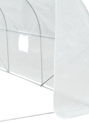 11.5' x 10' x 6.5' Outdoor Walk-in Greenhouse, Tunnel Green House with Roll-up Windows, Zippered Door, PE Cover, Heavy Duty Steel Frame, White