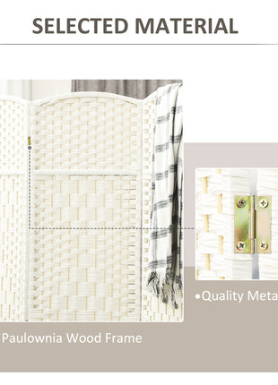 Folding Room Divider Screen 4 Panel 6' Tall Privacy Screen Freestanding Wood Partition for Home Office, White